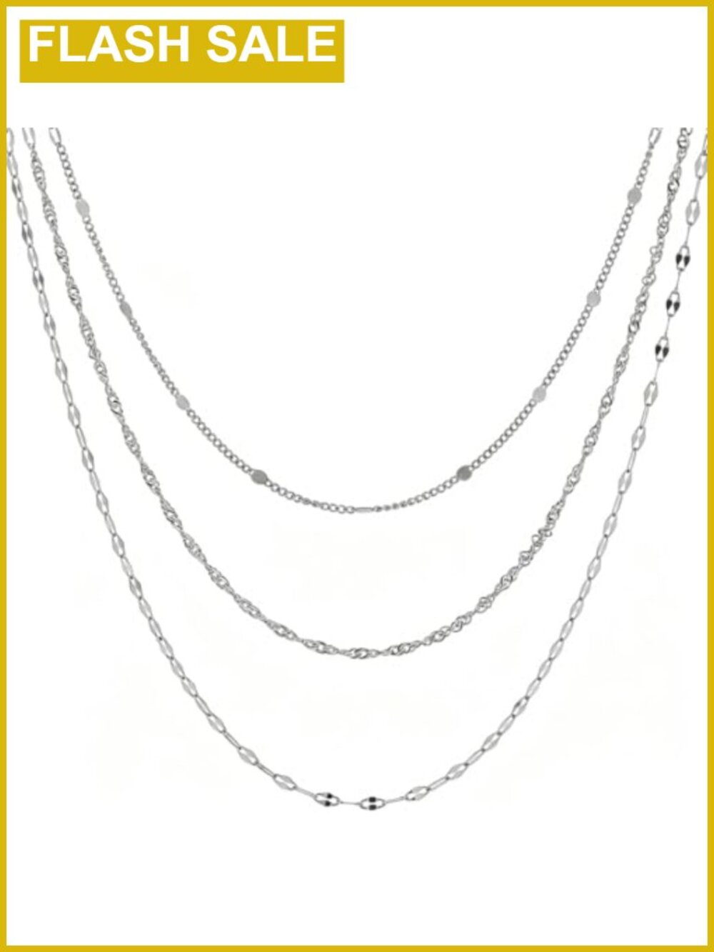 3-Layer Titanium Steel Chain Necklace Set 14K Gold Plated Layered